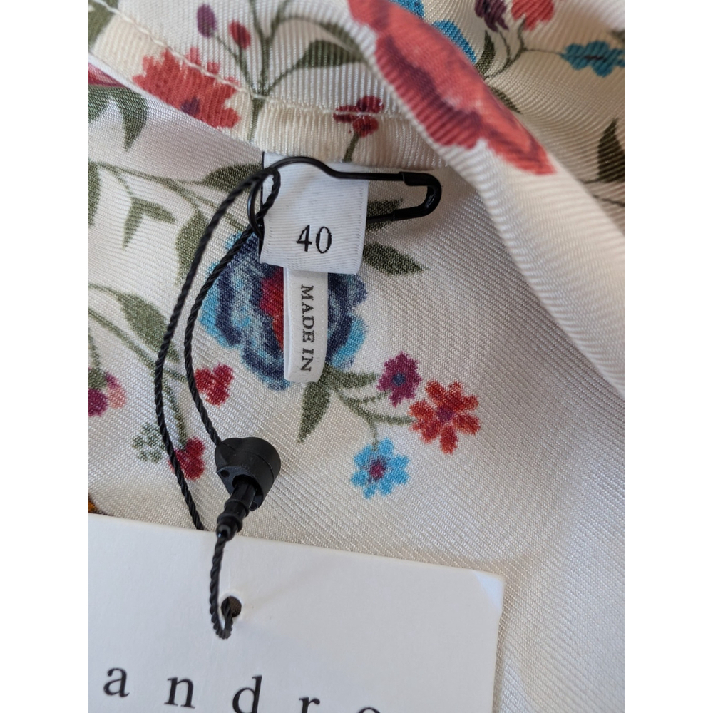 Sandro Ayeon Open Back Floral Silk Twill Mini Shirt Dress Sz 8 Western Boho - Picture 9 of 15